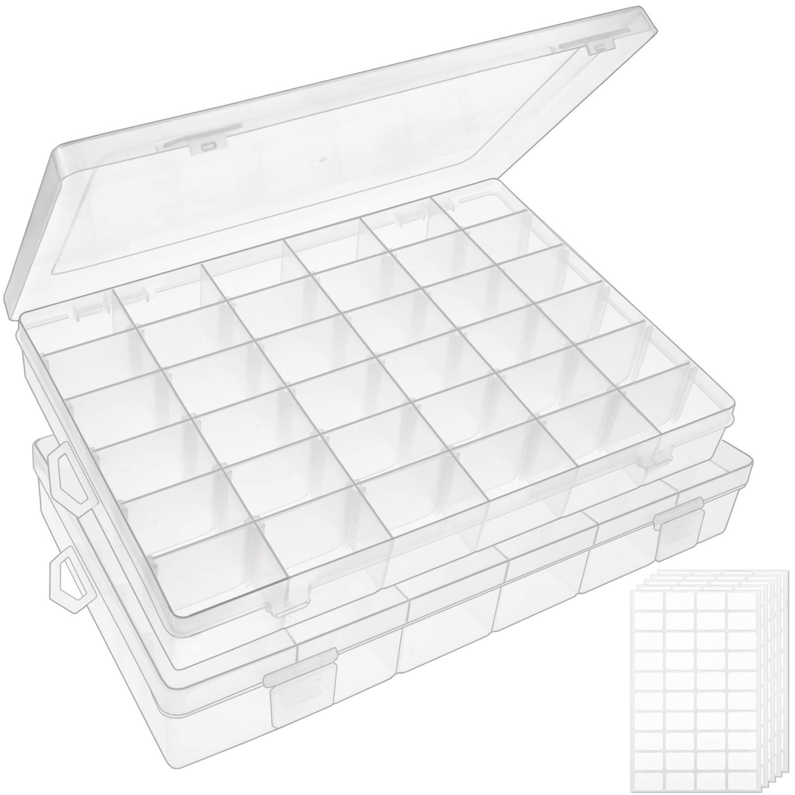 OUTUXED 2 Pack 36 Grids Clear Plastic Bead Organizer Box, 2PCS, 2