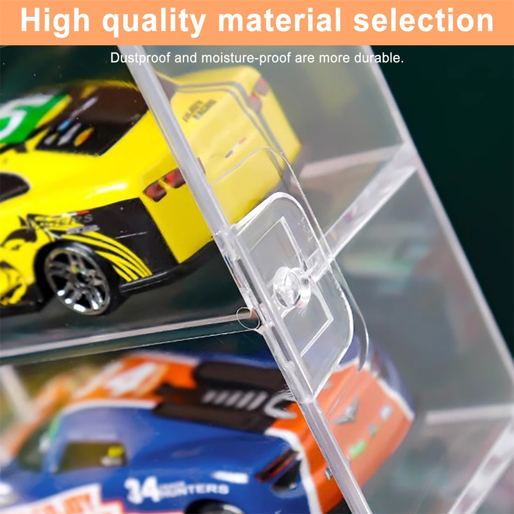 Model Car Diecast Display Case 1:64 Scale 8 Car Compartment with Locking Latch