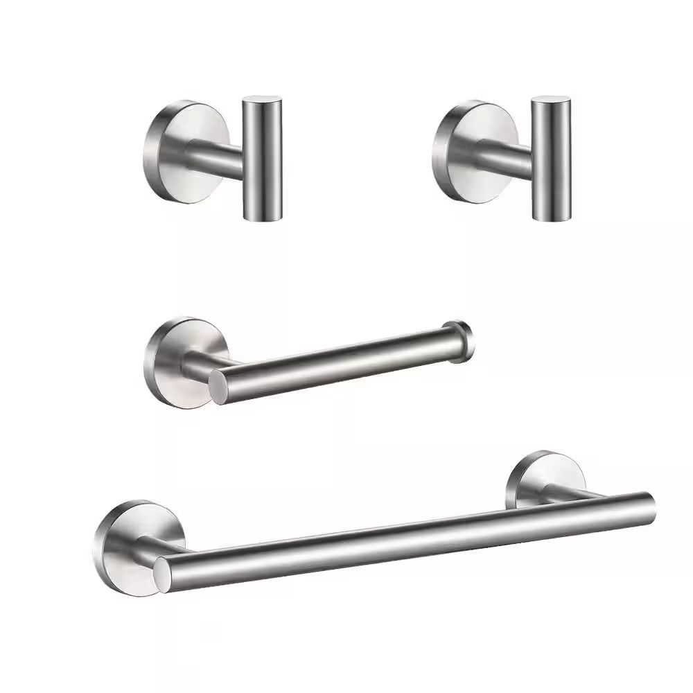 Bathroom Accessories Set Wall Mounted 4Piece，Towel Bar, Toilet Paper Holders and
