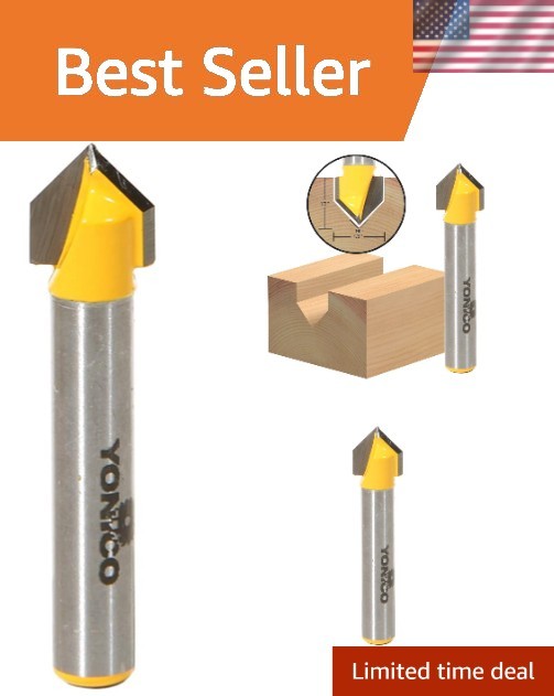 Durable 1/2" V-Groove Router Bit with 1/4" Shank - Perfect for Grooving Panels