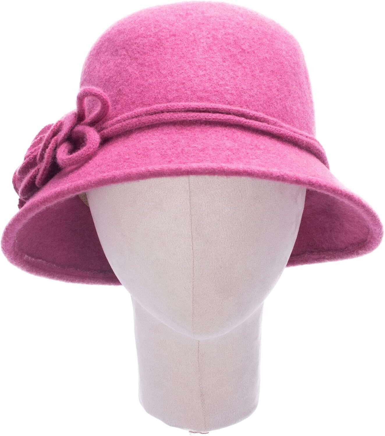 Lawliet Womens Retro Collapsible Soft Knit Wool One Size-X-Large, Dark Pink