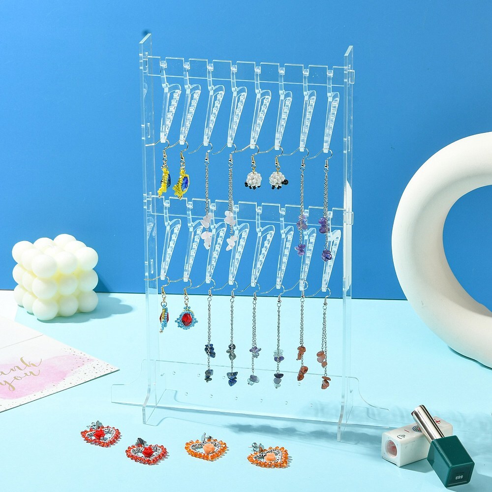 Transparent Acrylic Earring Display Stand Large Earring Hanger 2 Layers Storage