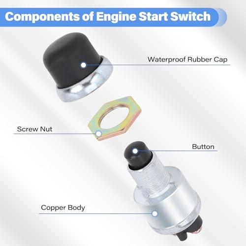 Engine Start Push Button Momentary Start Switch, 12V 50A Waterproof 2 PCS
