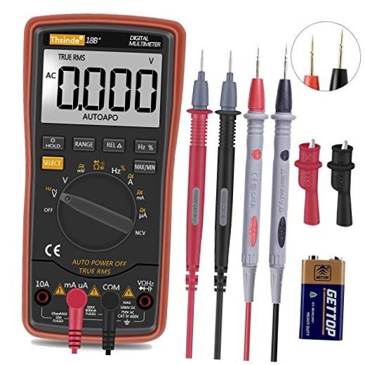 Auto Ranging Digital Multimeter TRMS 6000 with Battery Alligator Clips Orange