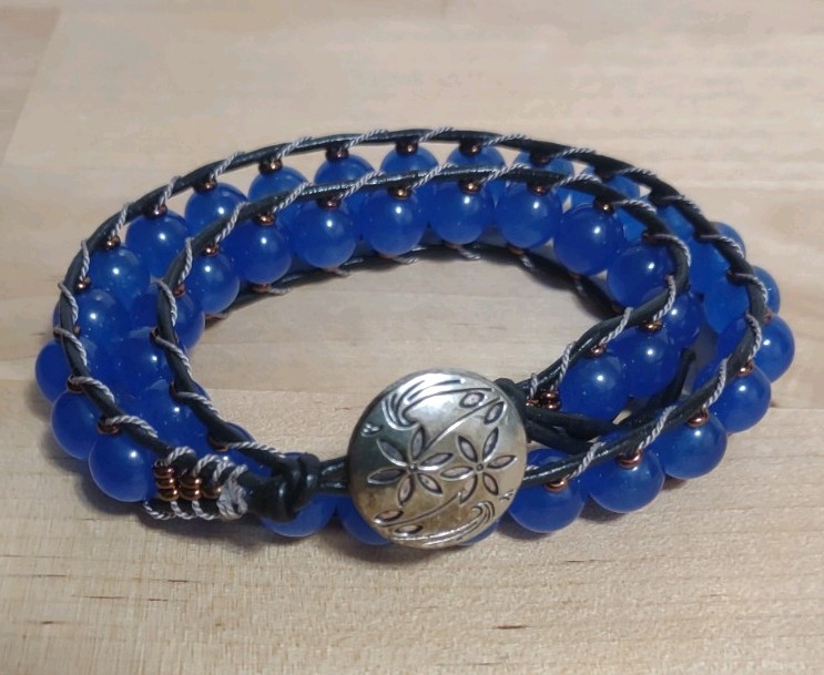 Ocean's Embrace Double Wrap Beaded Leather Bracelet