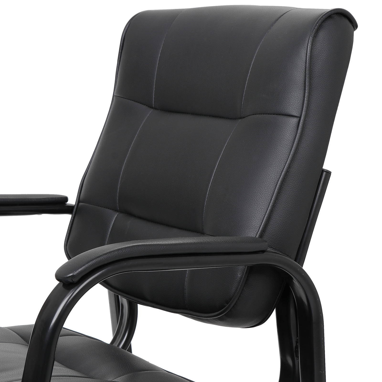Office Guest Chair Leather Executive Reception Wating Room Chair W/ Metal Frame