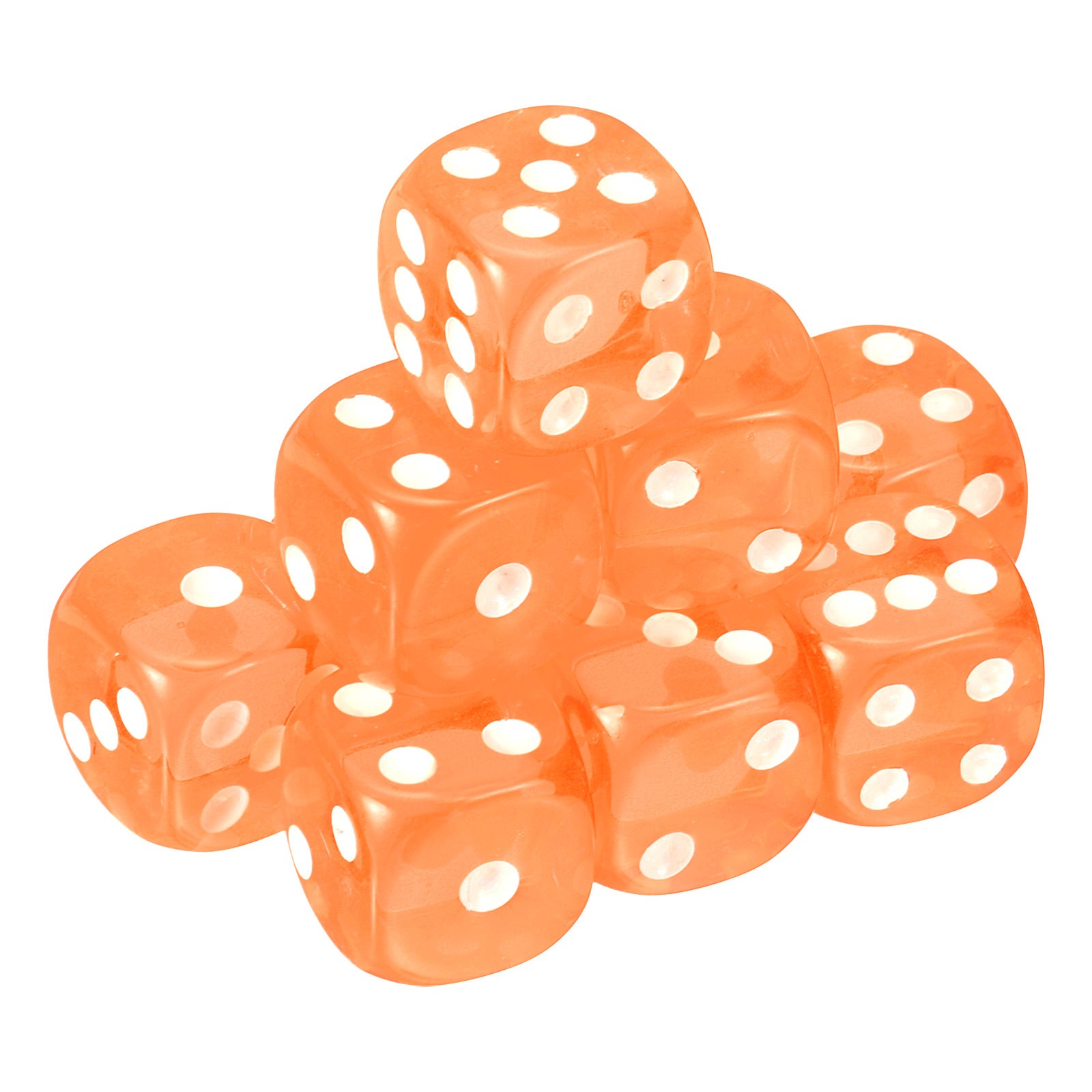 10Pcs 6 Sided Acrylic Dice 18mm/0.71" Rounded Corner Translucent Dice Orange