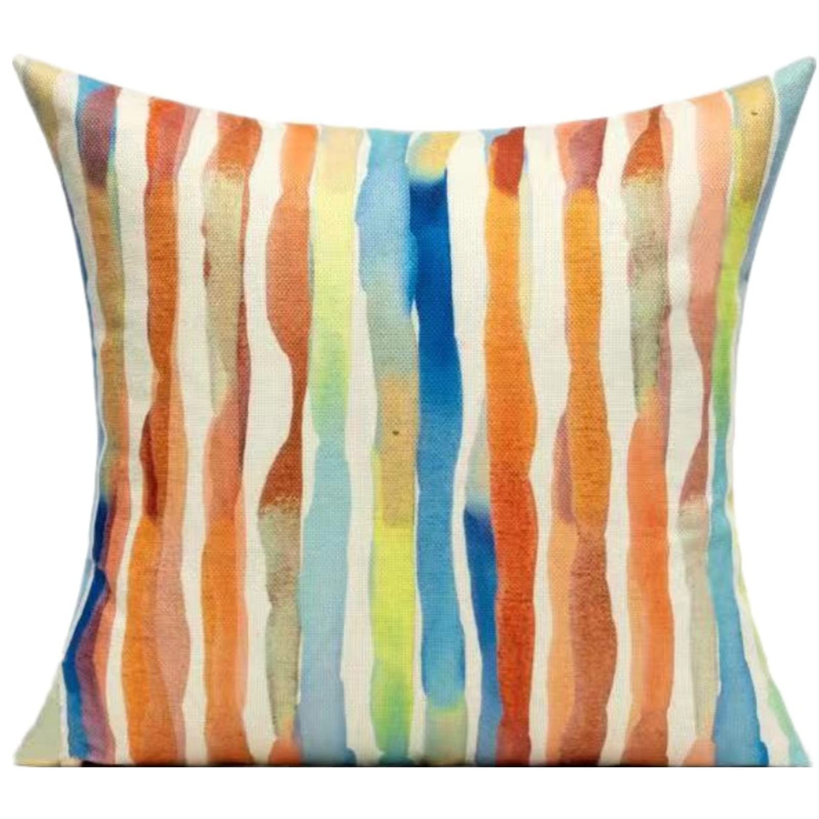 Outdoor Throw Pillow Covers 18X18 Set 18" x (Pack of 4), Colorful Stripe