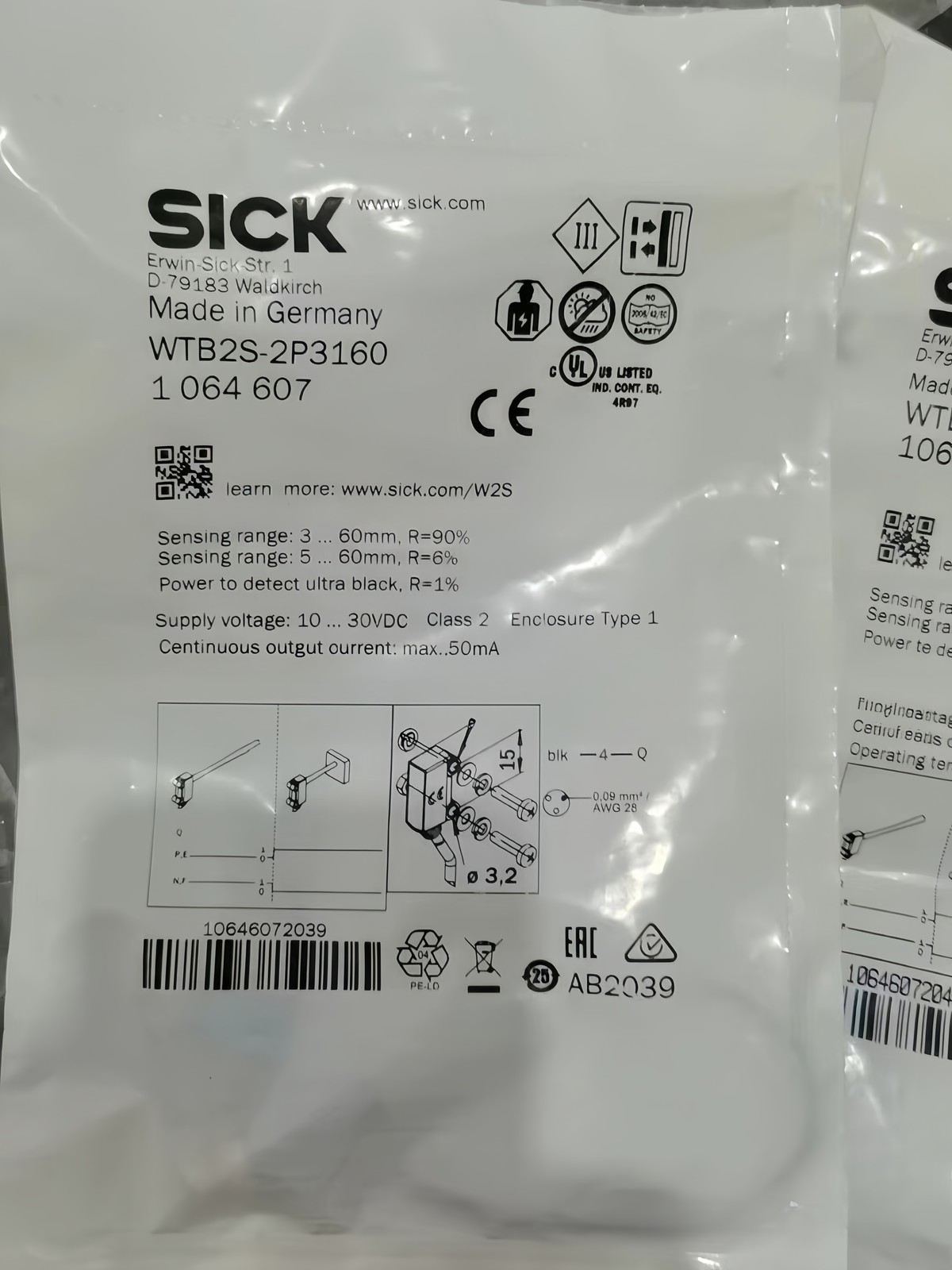 1PCS NEW FOR SICK WTB2S-2P3160 Photoelectric Sensor Fast delivery