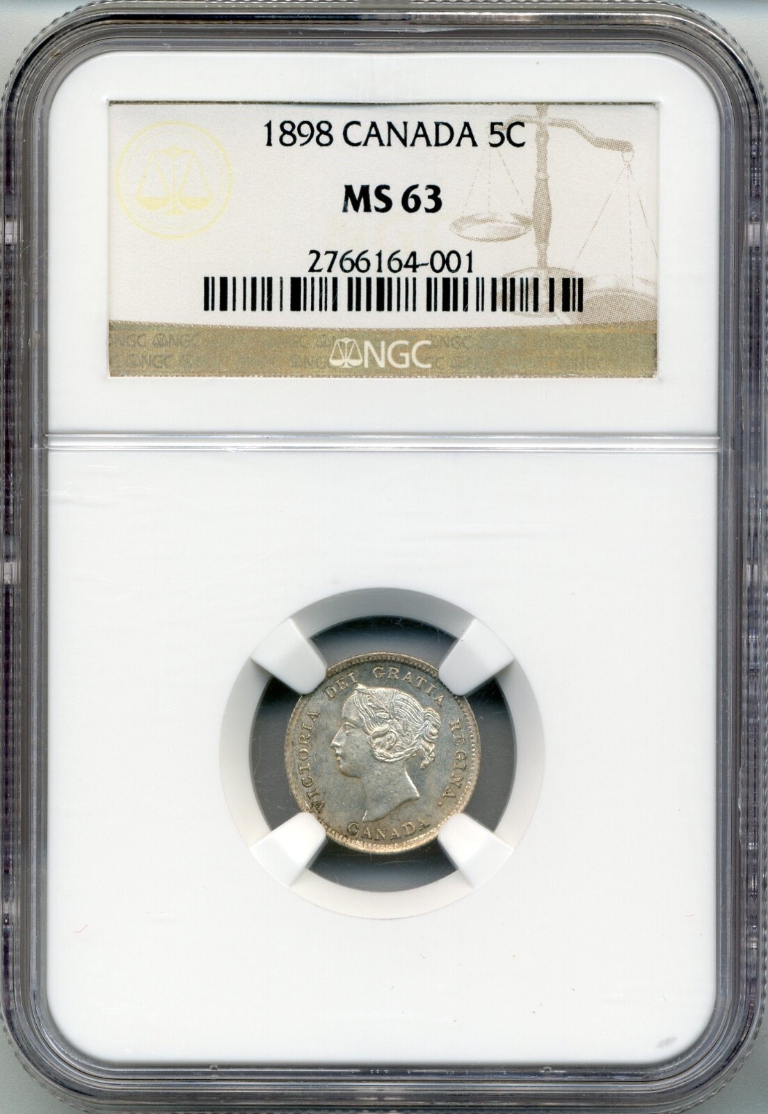 1898 Canada 5 Cent - Choice Uncirculated, NGC MS 63, nice eye appeal