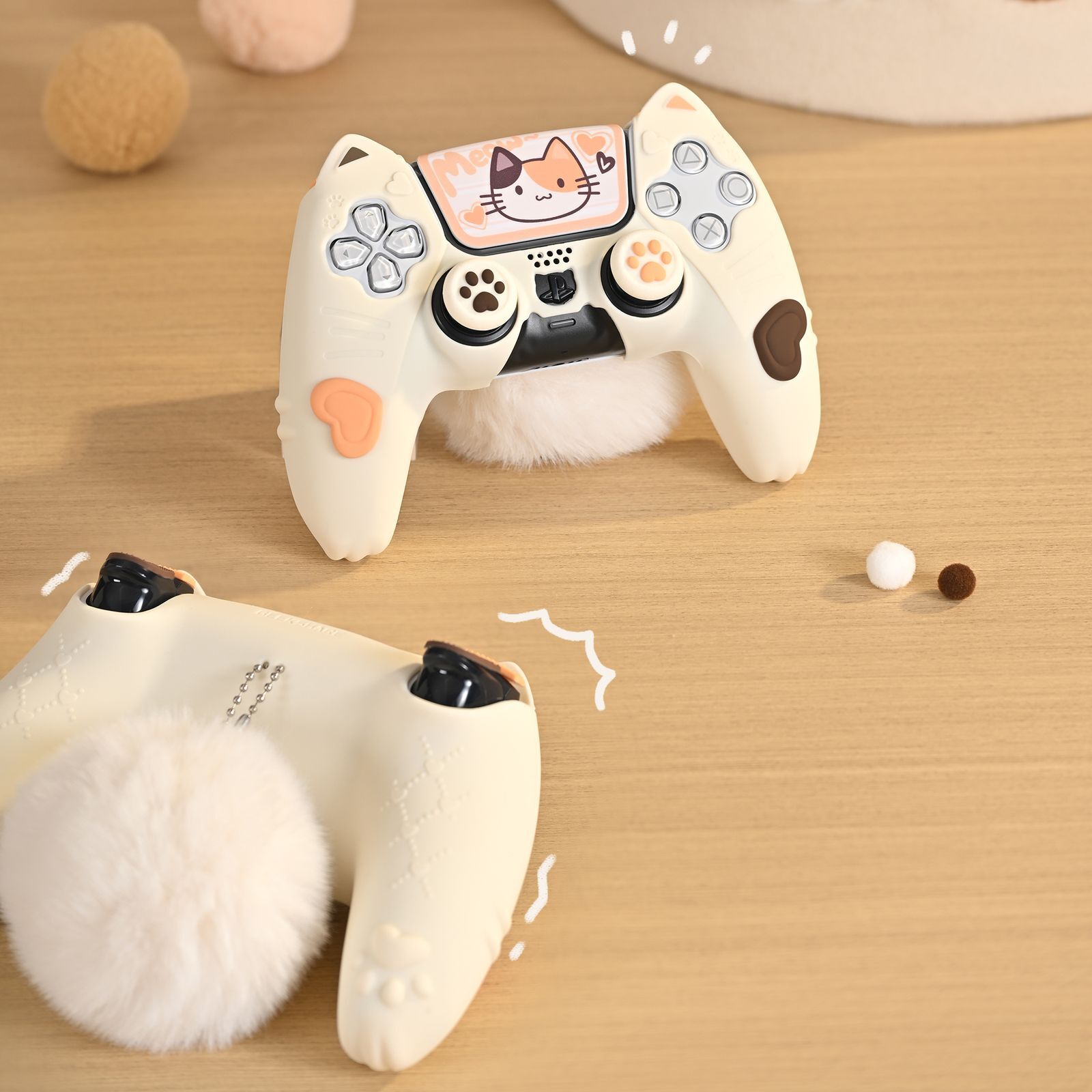 GeekShare PS5 Silicone Skin Case Cover for Playstation 5 Controller Calico Cat