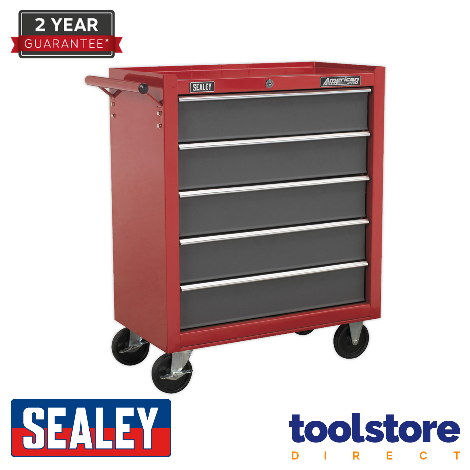 Sealey AP22505BB 5 Drawer Rollcab with Ball-Bearing Slides - Red/Grey