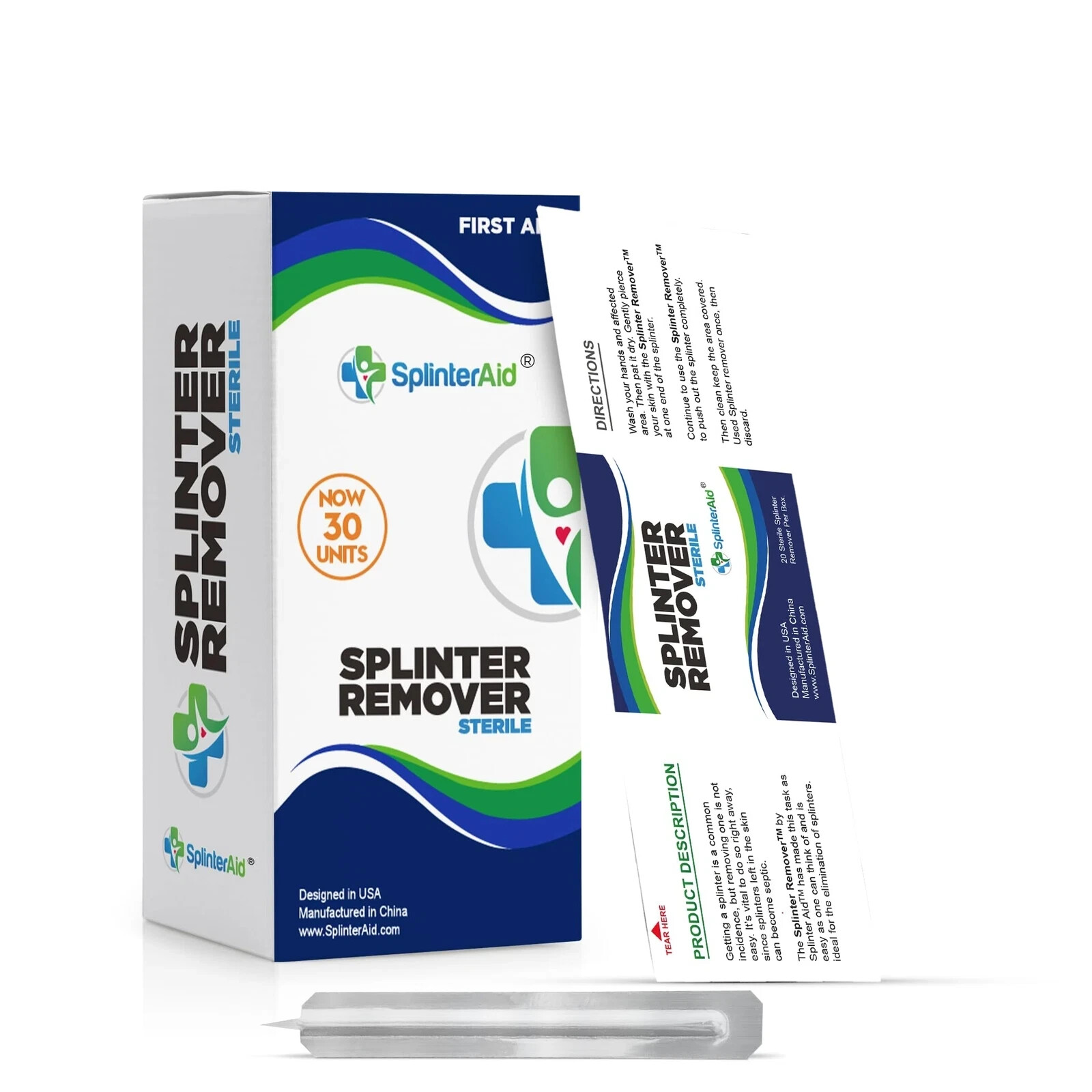 SplinterAid Splinter Remover Kit Splinter Out Quick Painless First Aid 30 pcs
