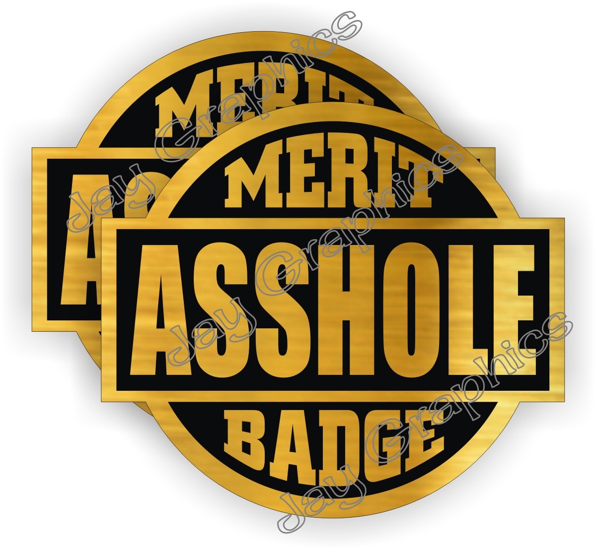(2) A-HOLE Merit Badge Funny Hard Hat Helmet Stickers / Foreman Gag Joke Decals