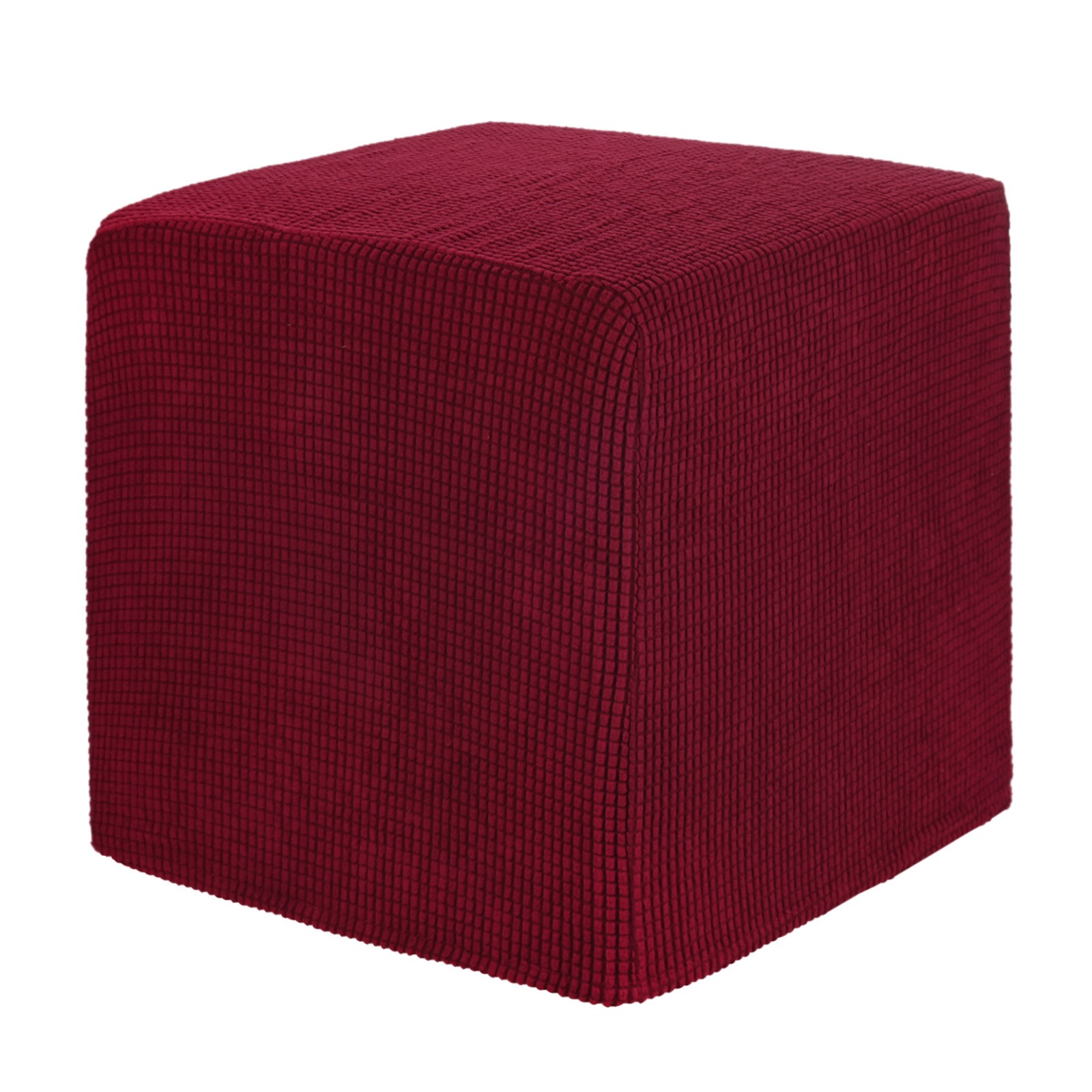 1-Pack 13"x13"x15" Stretch Square Ottoman Slipcovers Footstool Protector Wine