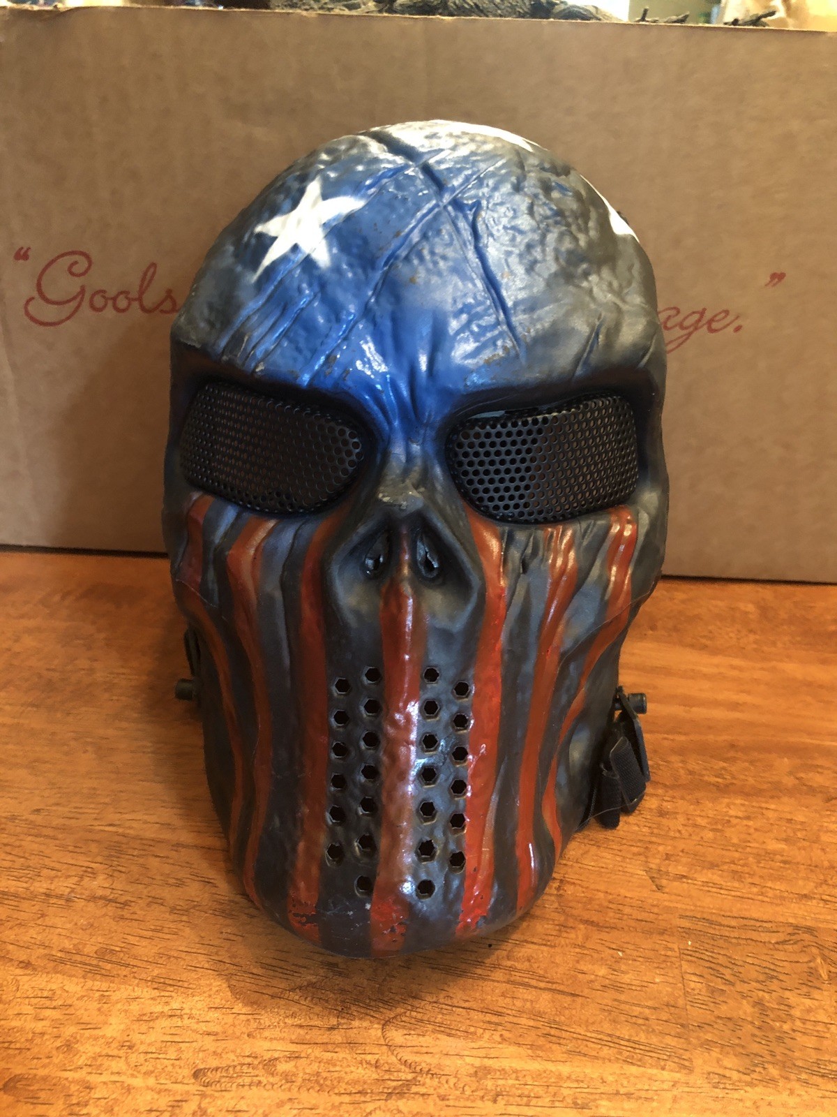 Skull Skeleton Airsoft Paintball Full Face Eye Protect Mask American Flag Adult