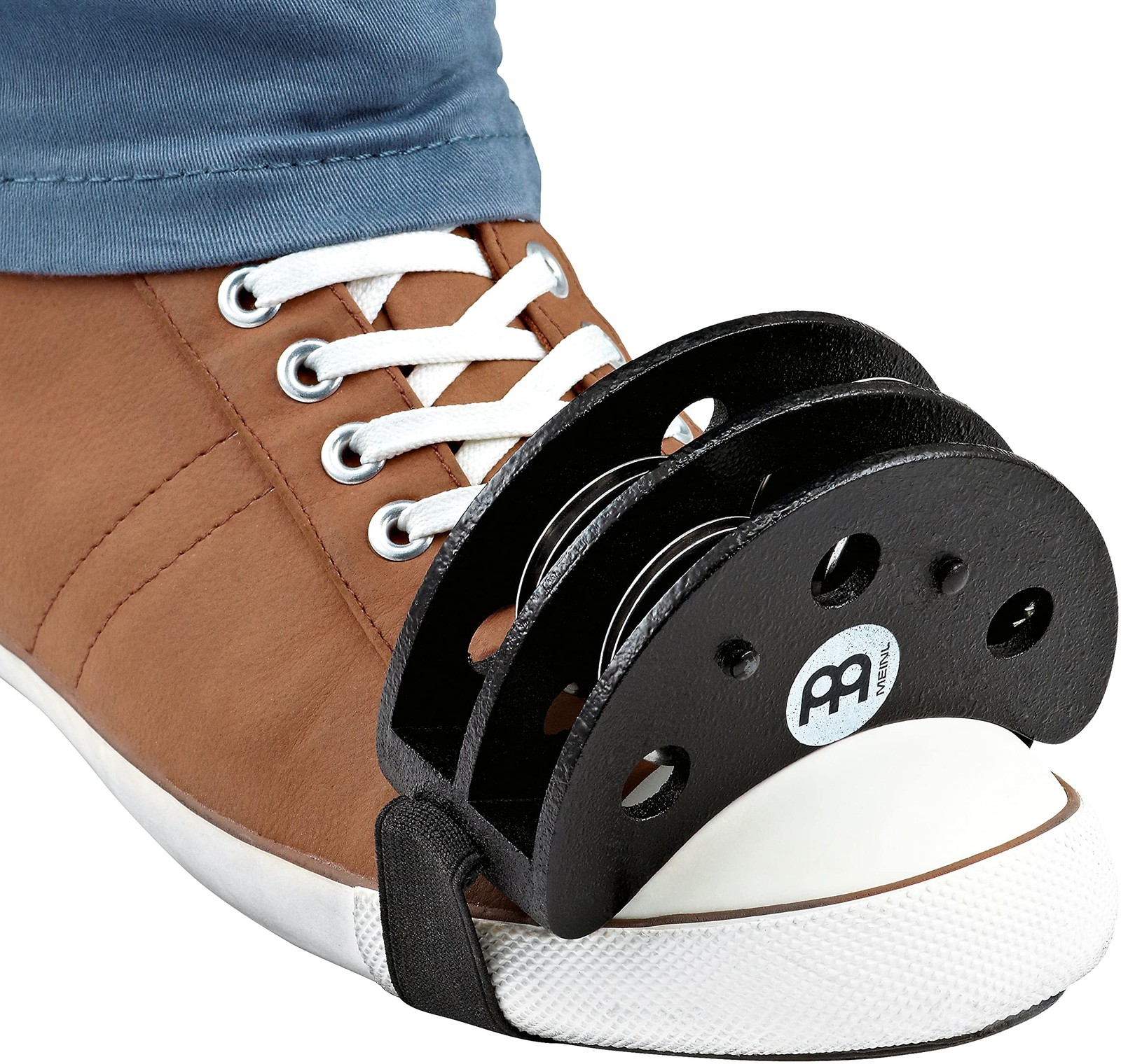Foot Tambourine Musical Instrument, Drum Accessory for Guitar, Cajon — Black