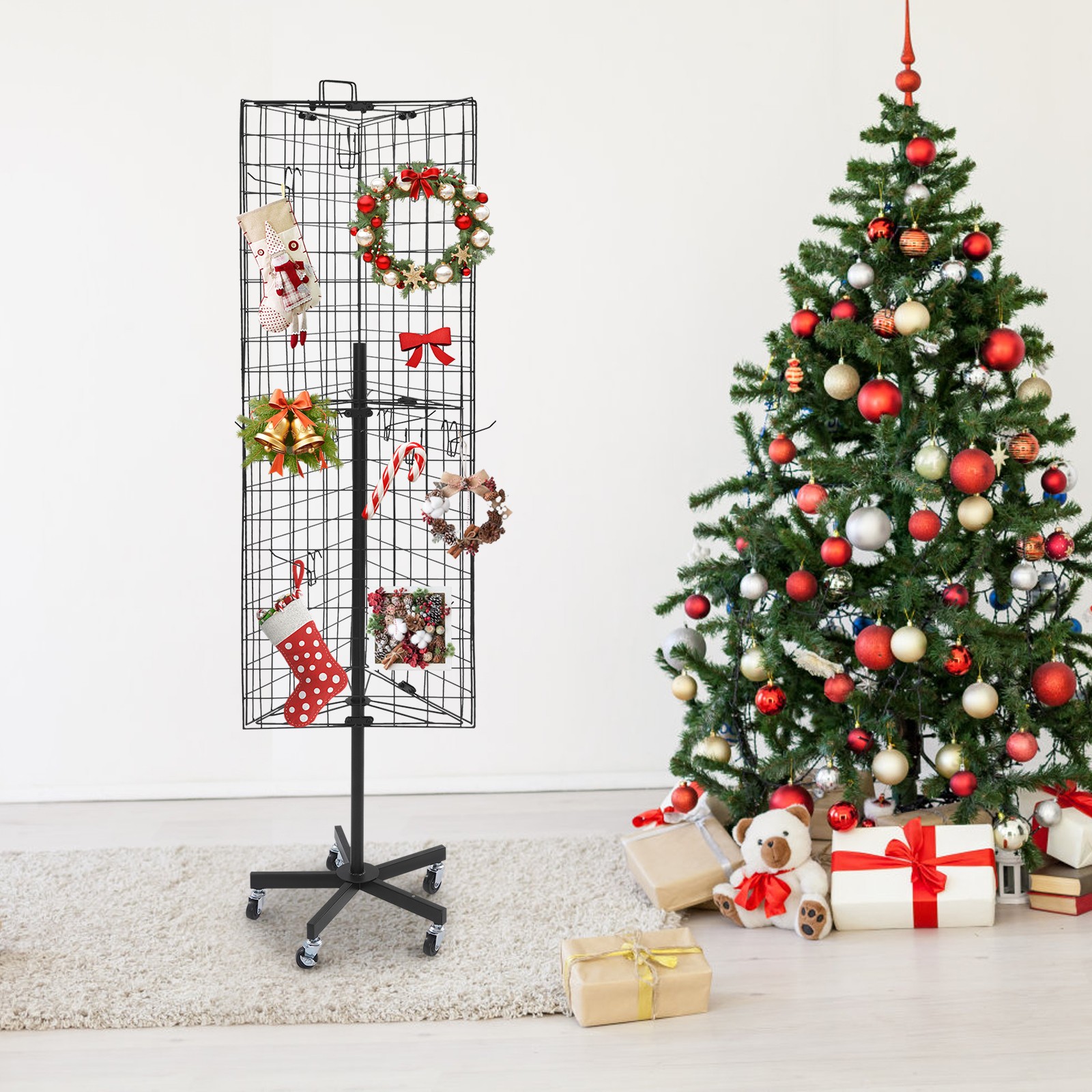 Triangular Grid Panel Display Stand Floor Standing Gridwall Display Stand