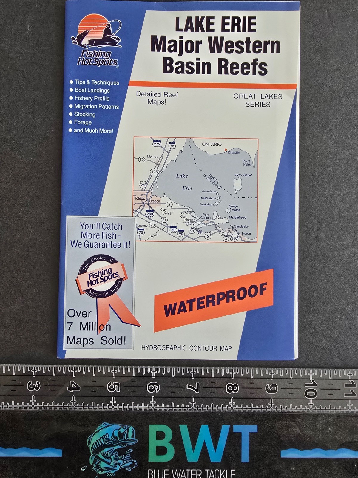 Lake Erie (Major Western Basin Reefs) - Lake Map *New* Fishing/ House Decor