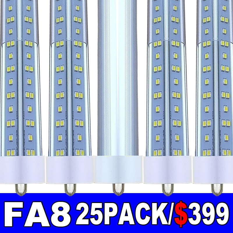 T8  8FT 144W LED Tube Light FA8 Single Pin 8 Foot LED Shop Light Bulb 25 PACK