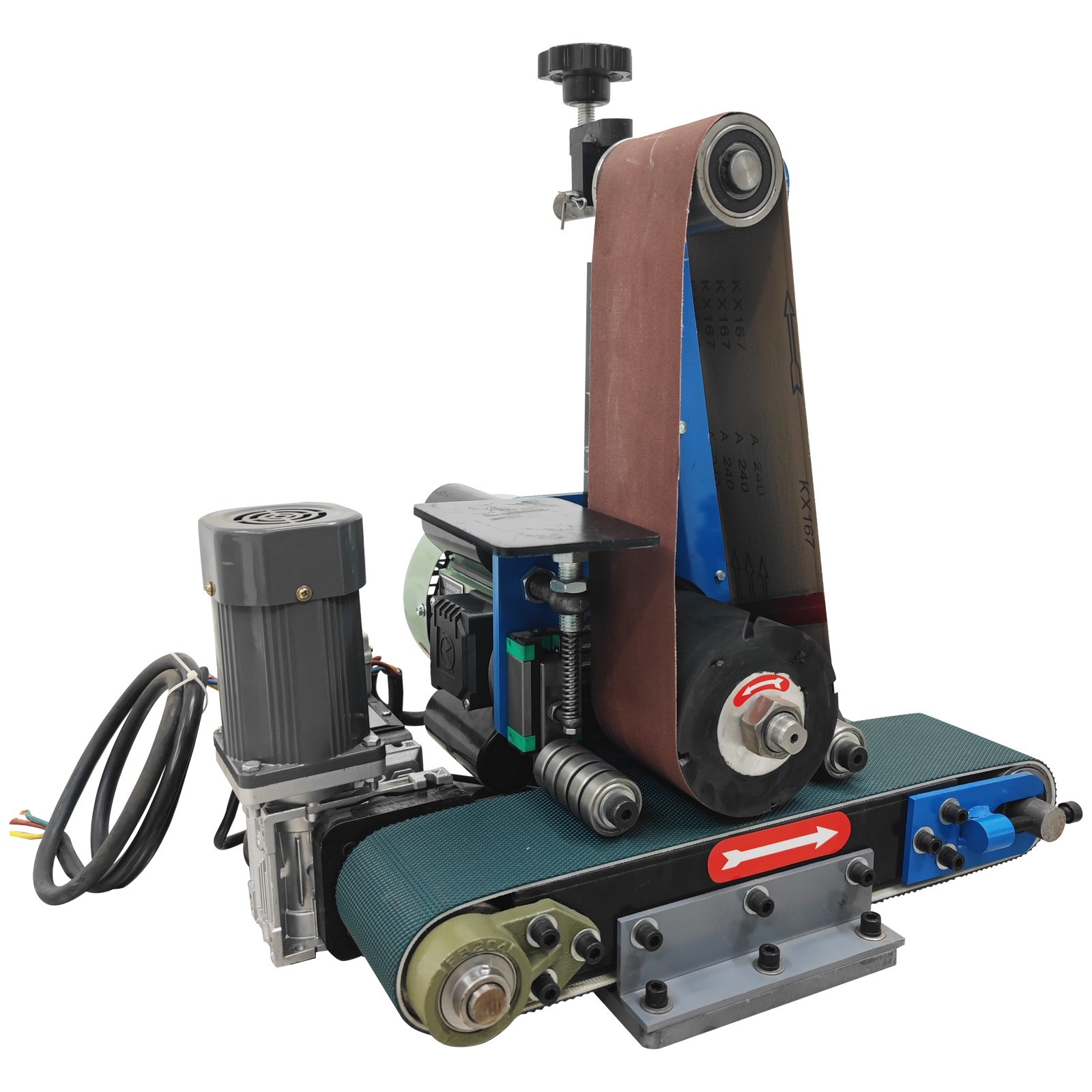 220V Flat Belt Polishing Machine Sharpener Metal Deburring Rust Drawing Sander