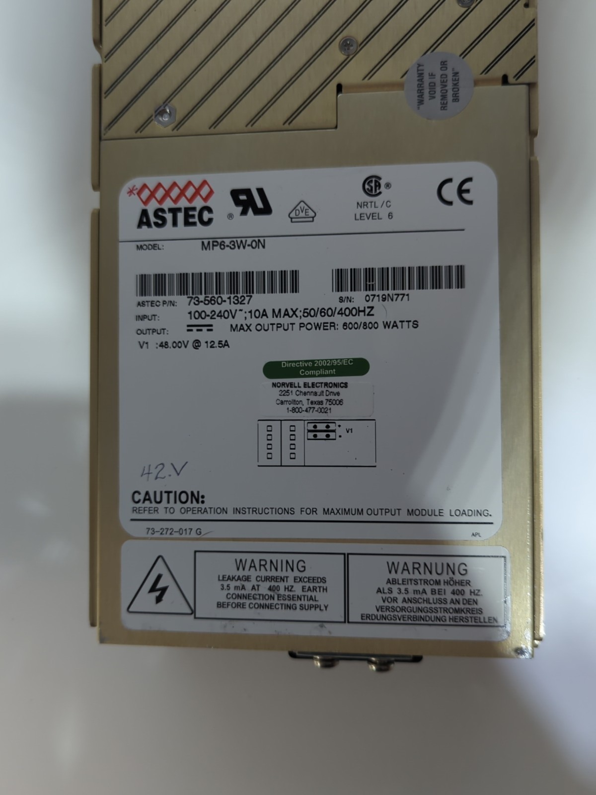 ASTEC MP6-3W-0N Power Supply