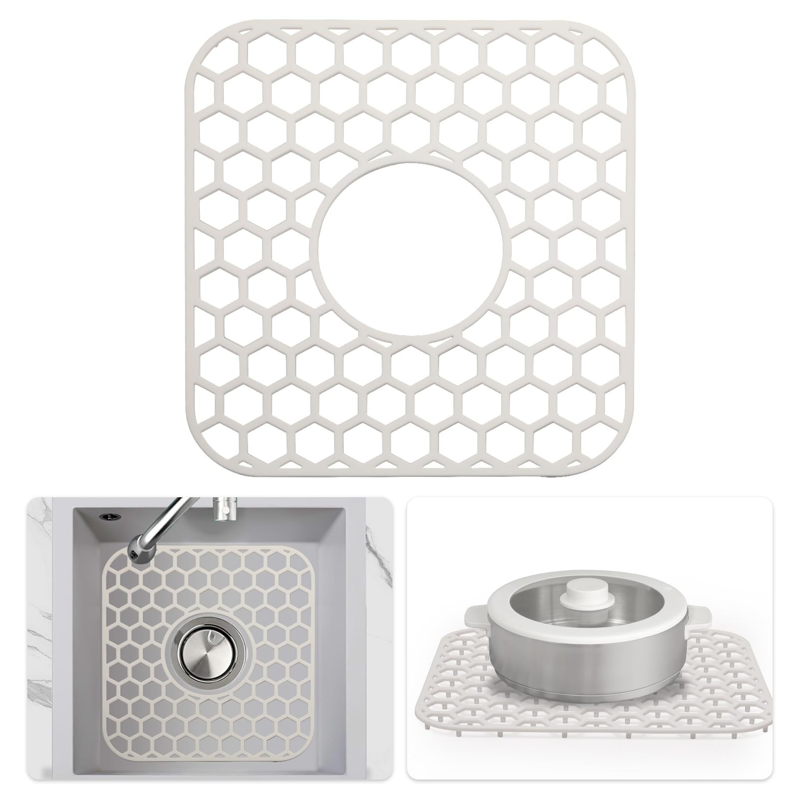 Silicone Sink Protectors for Kitchen Sink - 12" X 11" Kitchen Grid Accessory,...