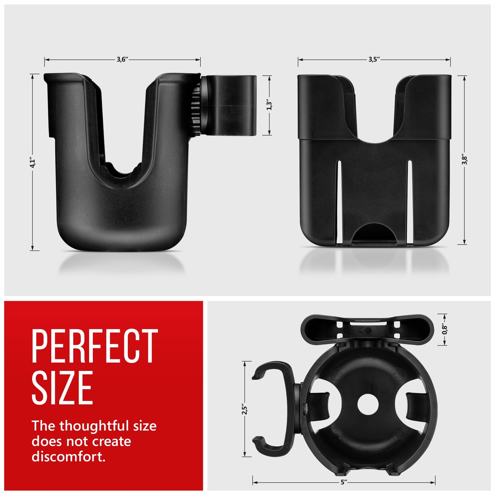 Clip-On Cup and Phone Holder – Exclusively Designed to be Red, Black