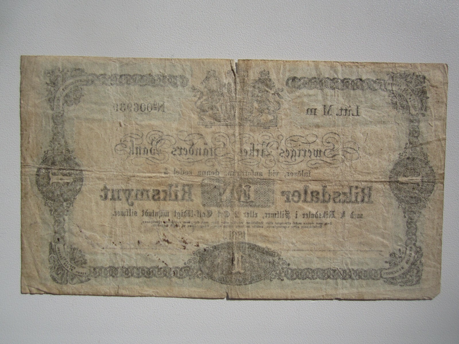 1861 SWEDEN 1 RIKSDALER