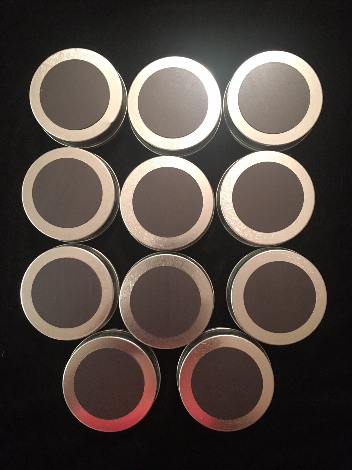 11 Small Magnetized covered metal organizing containers