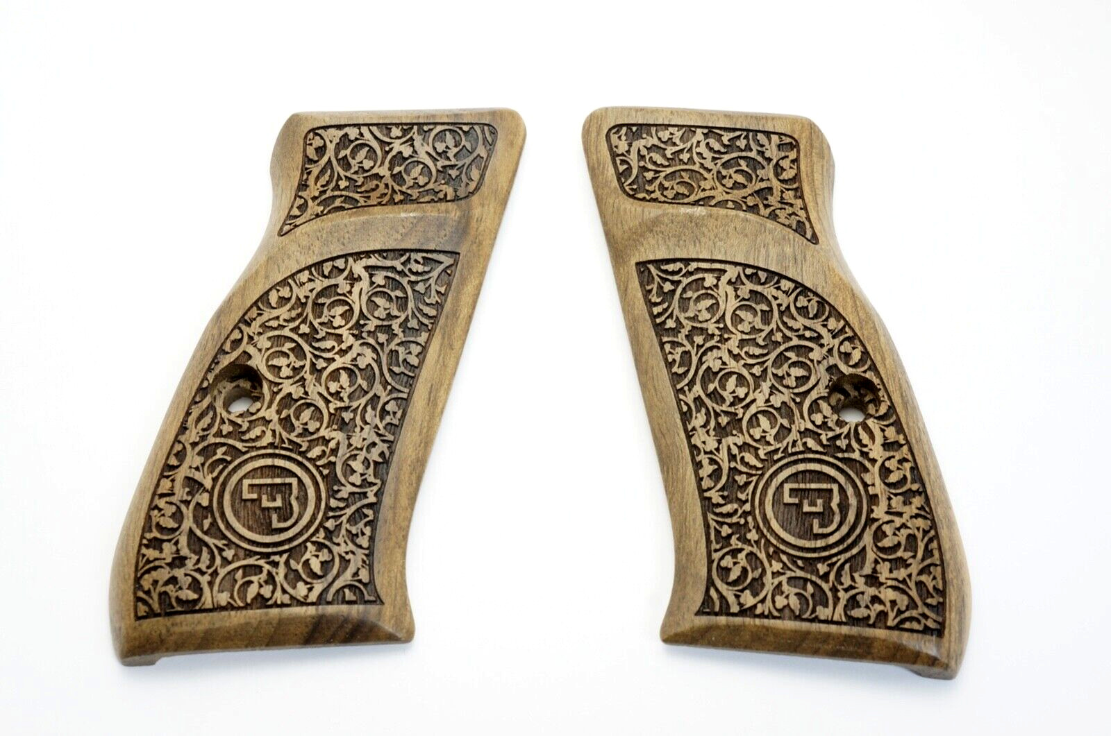 HAND MADE CUSTOM " FLORA" WALNUT WOOD GRIPS FITS CZ 75 Compact, CZ P-01, CZ 75 D