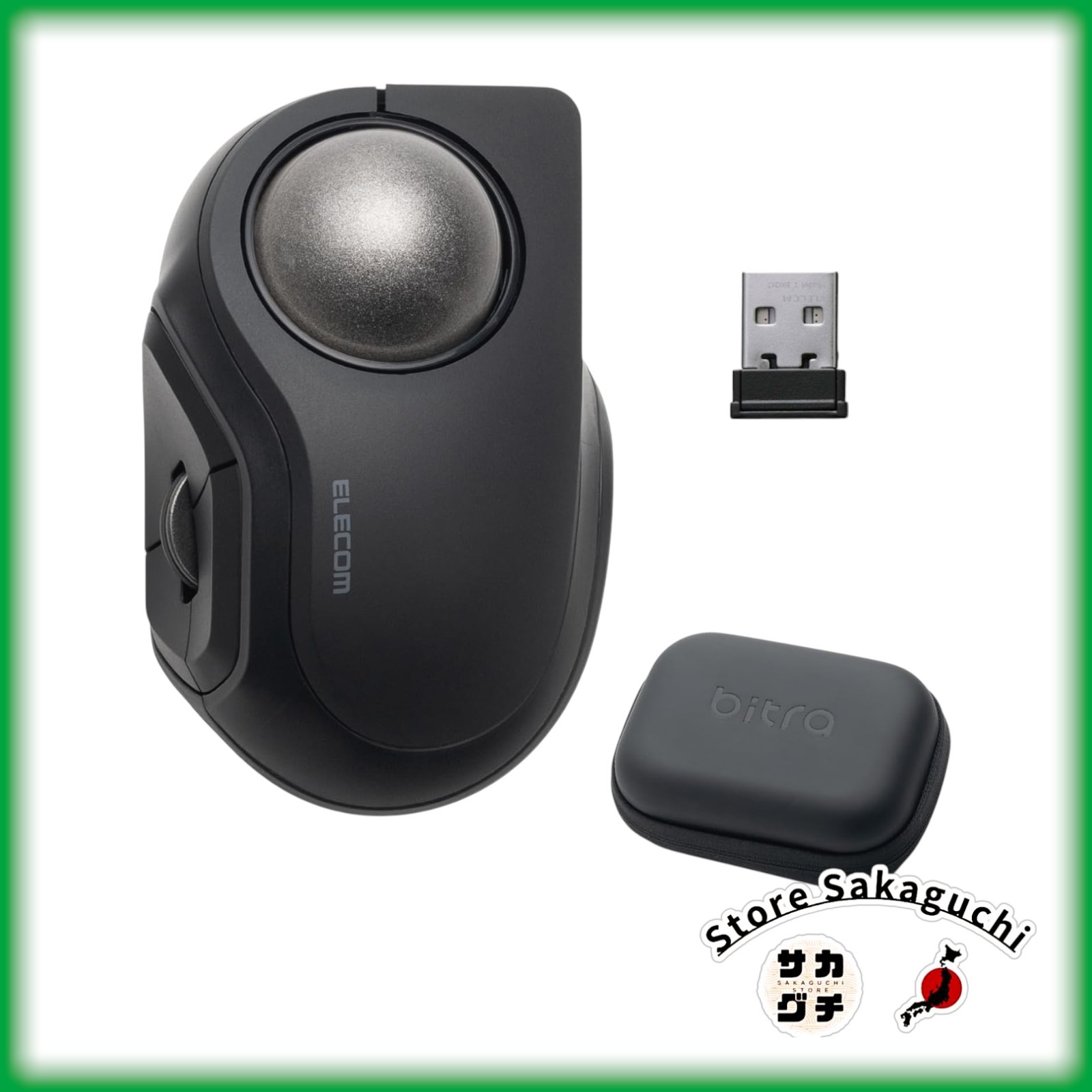 ELECOM bitra Index Finger Trackball Mouse 5 Button Wireless Compact Silent Black