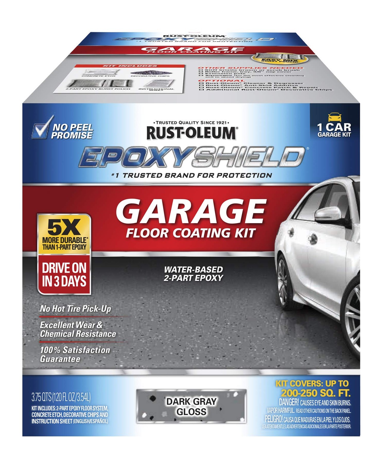 Rust-oleum Epoxyshield Garage Floor Coating Dark Gray 2 Part Epoxy Kit