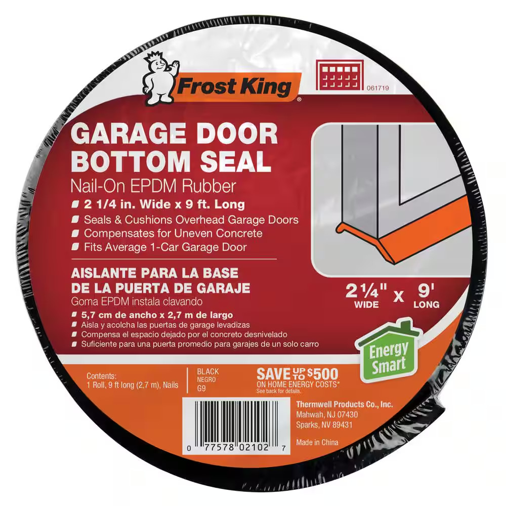 9 Ft Garage Door Bottom Seal 2-1/4" Rubber Weather Strip Replacement Kit