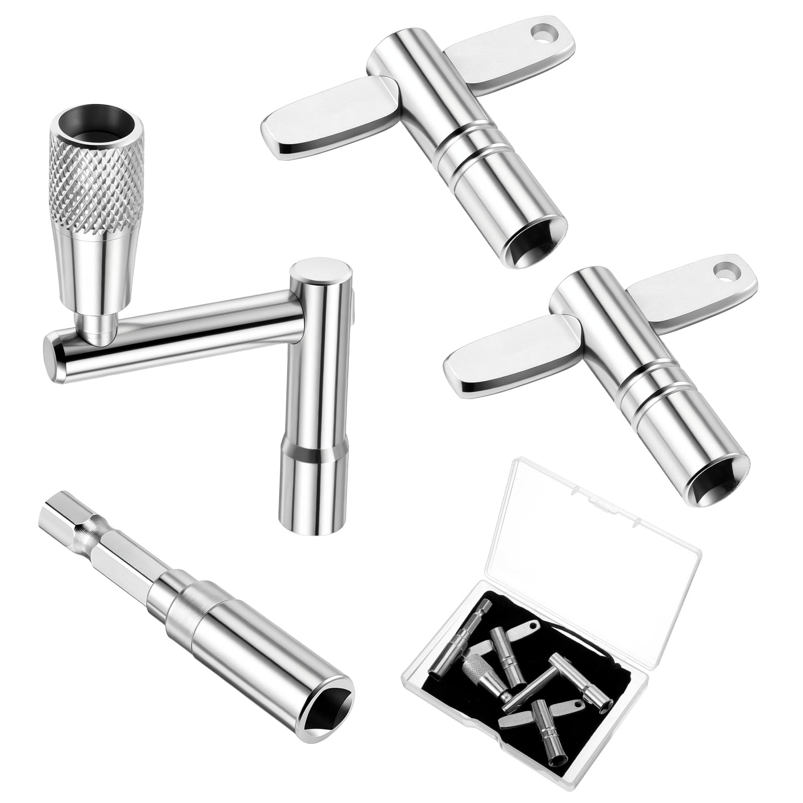 Universal Chrome Plated Steel Drum Tuning Key with Case and Velvet Bag Standard