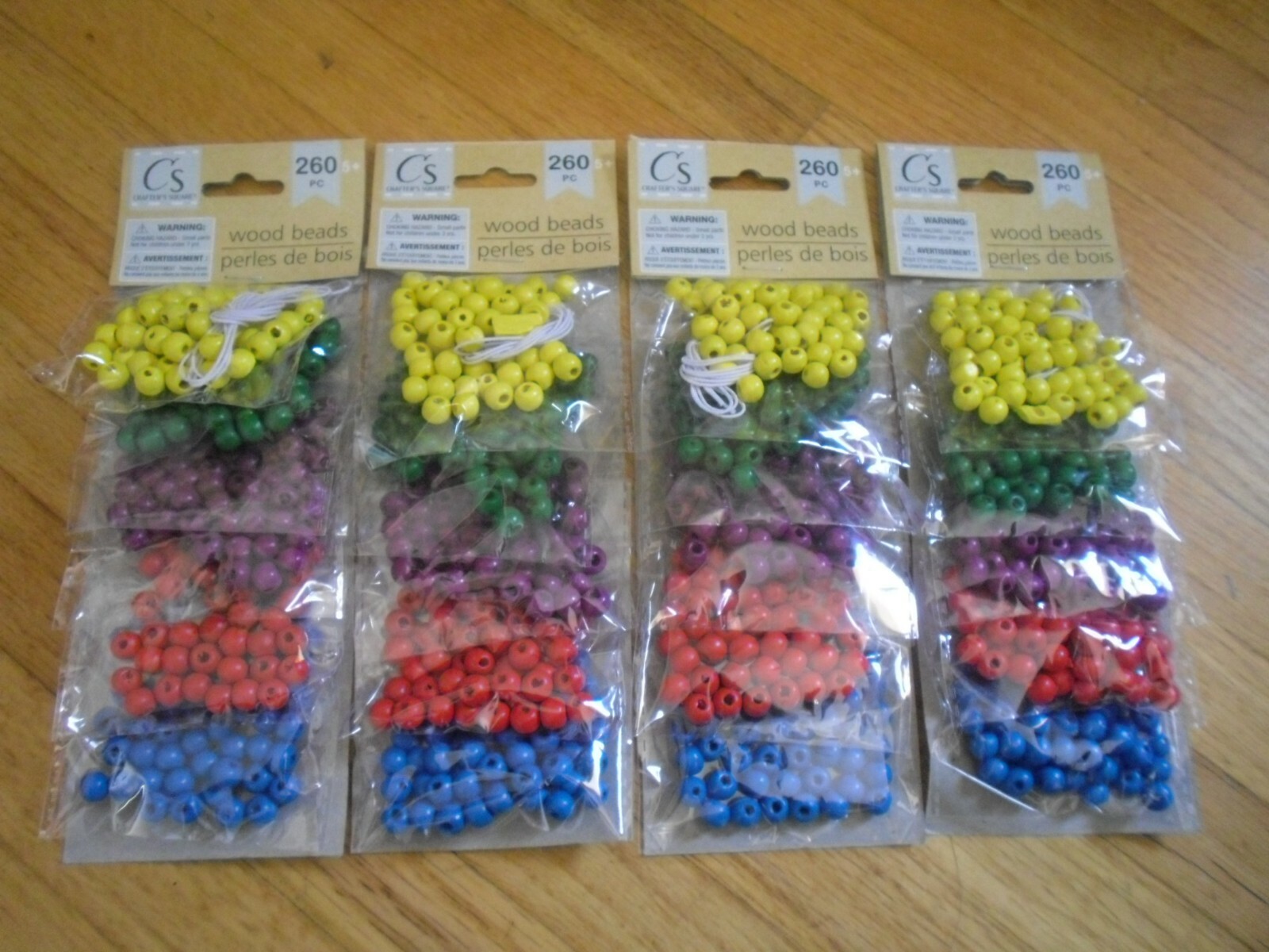New ! 4 X 260 pcs Crafter's Square wood Beads