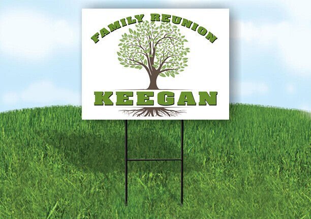 KEEGAN FAMILY REUNION GR TREE 18 in x24 in Yard Sign Road Sign with Stand
