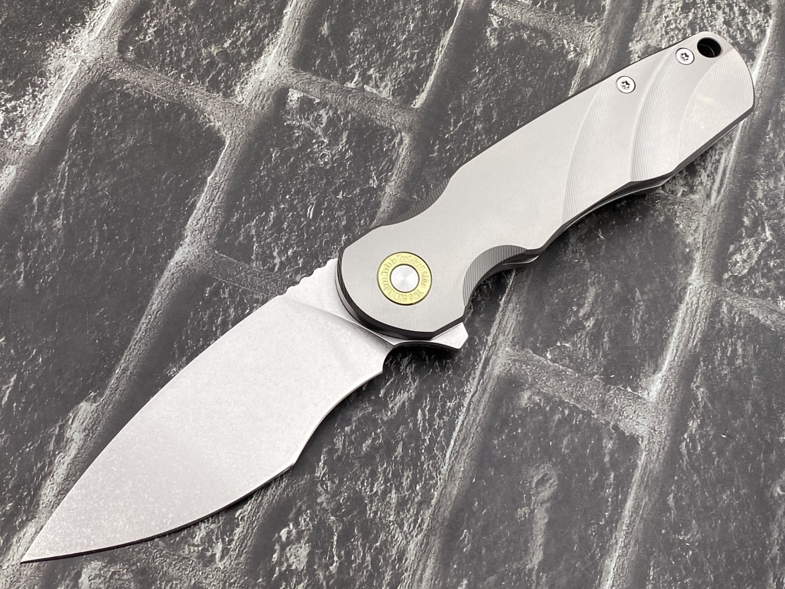 TwoSun TS517-14C-Gray-SW Folding Knife 14C28N Blade Titanium Handle Pocket Knife