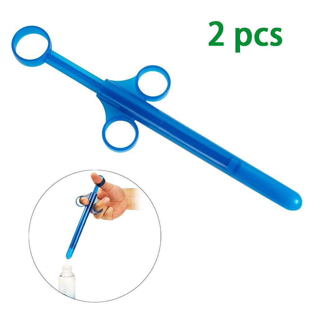 2x Reusable lube Lubricant Launcher Shooter Syringe Applicator Injector Blue
