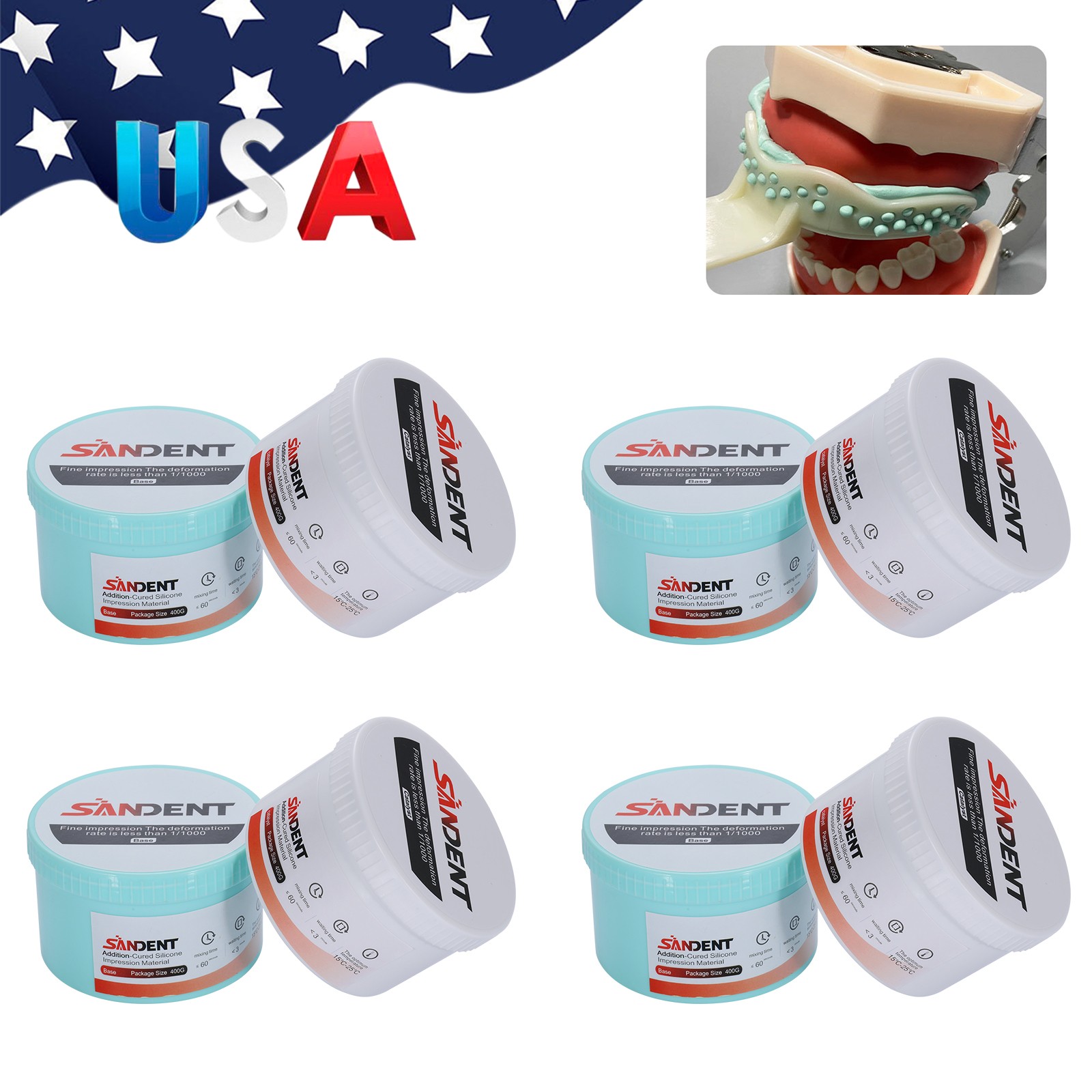 1-4 Set Dental Addition-Cured Silicone Impression Material Heavy Body Putty Soft