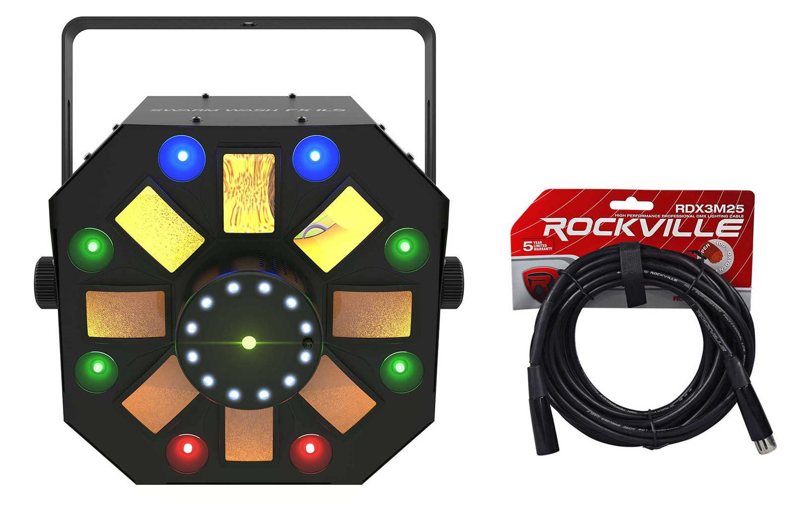 Chauvet DJ Swarm Wash FX ILS RGBAW+UV LED Derby/Laser/Strobe Light+DMX Cable