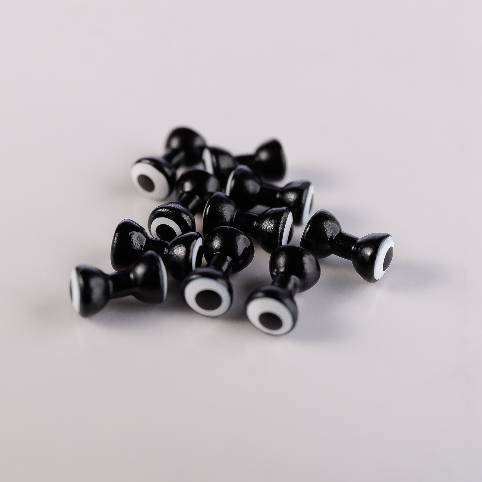 Hareline Double Pupil Lead Eyes - Black/White/Black - XS Small Medium Large