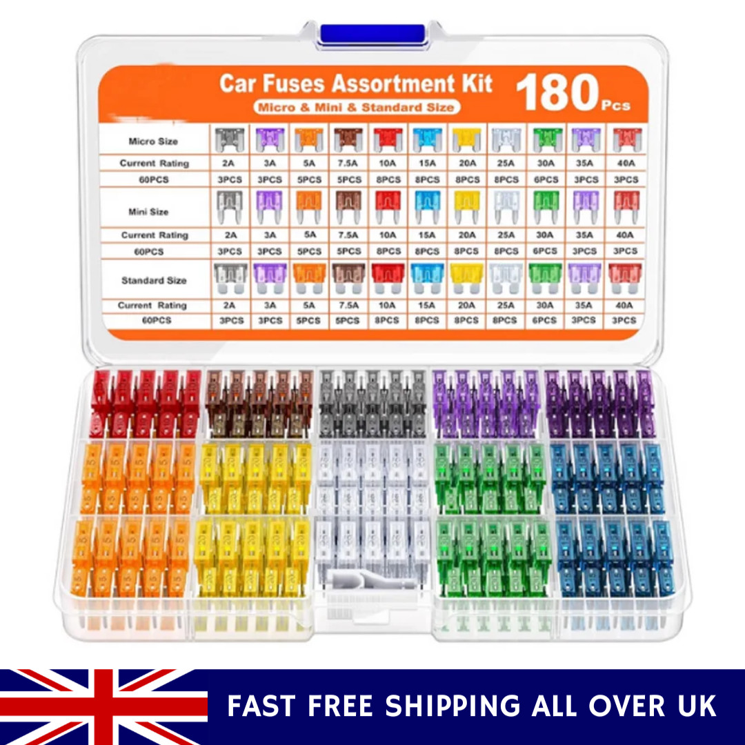 Car Blade Fuse Assortment Kit 180PCS Mini Standard Micro UK