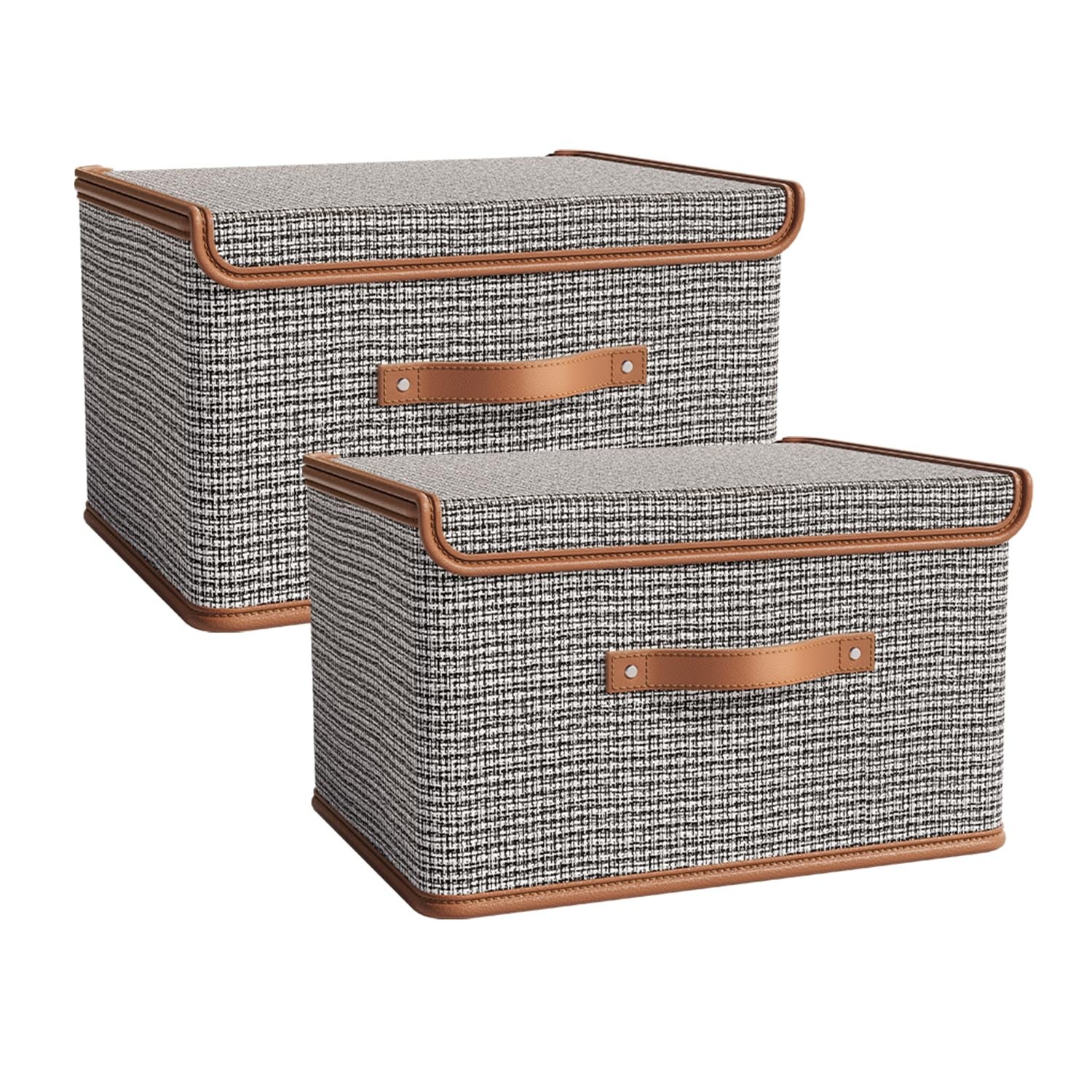Large Fabric Storage Bins With Lids Closet Organizer Light Grey 2 Pack Kit