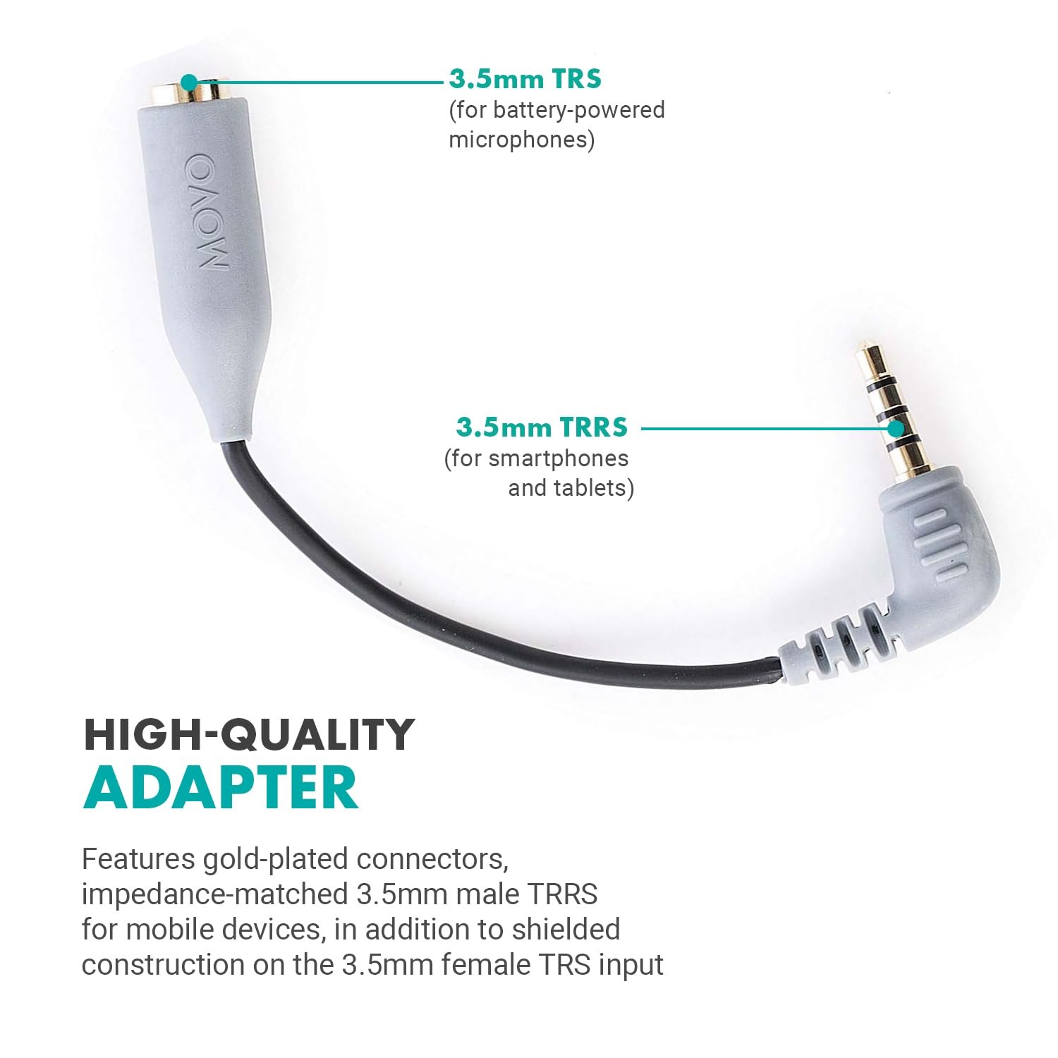 Universal TRRS Adapter for Microphones Compatible with iPhone and Android Dev...