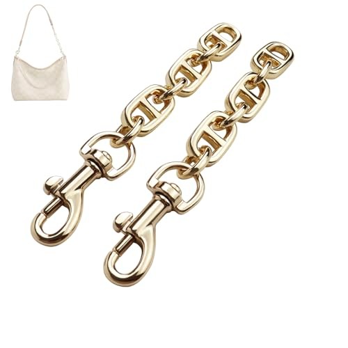 Purse Strap Extender 2Pcs 4.7 Inch Bag Extender Chain for 2 Pieces Shiny Gold