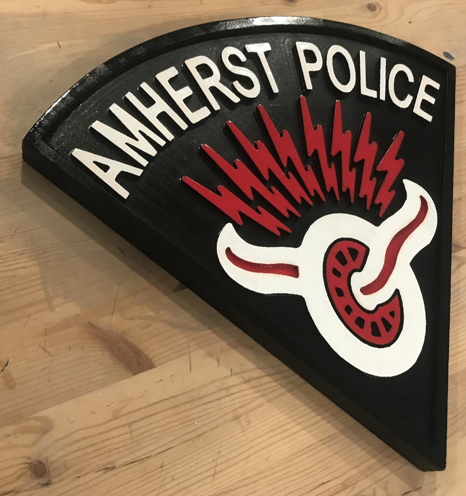Police Amherst 3D routed patch plaque wood Sign Custom