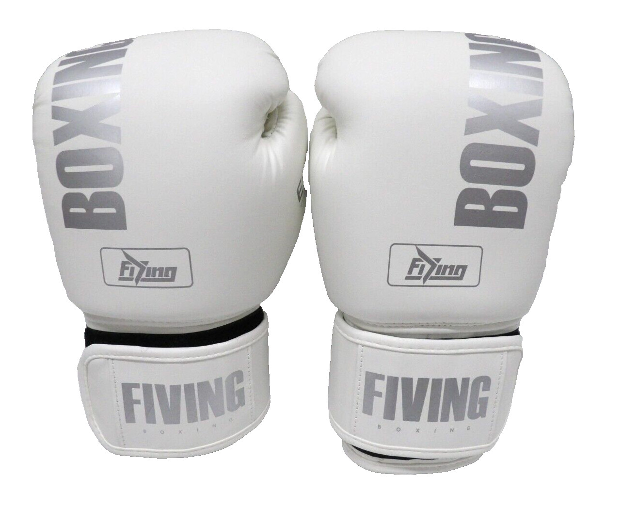 FIVING EPDM Boxing Training Bag Gloves - WH/SV - 10 oz - Unisex Adult - New