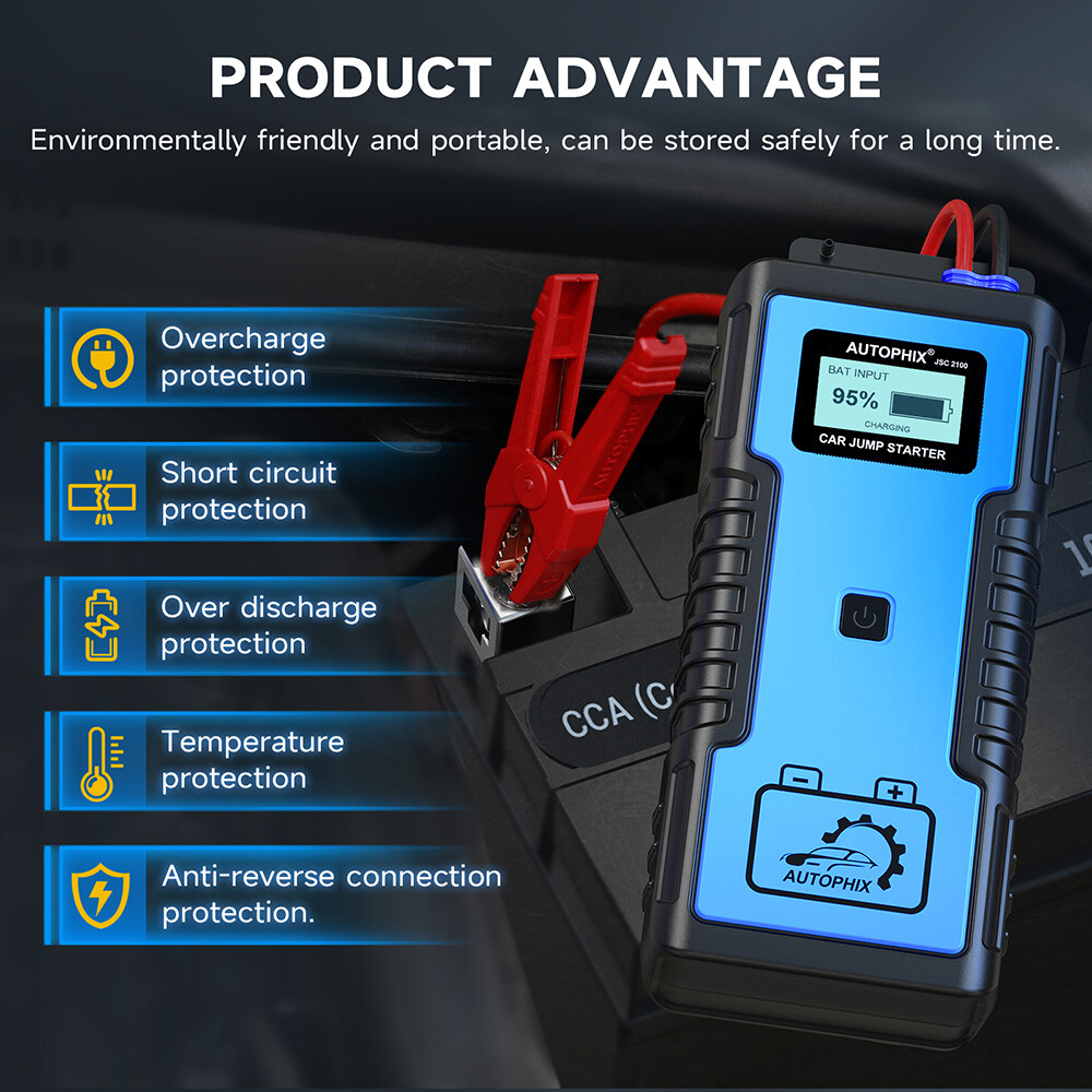 Autophix JSC2100 Car Jump Starter Portable Super Capacitor 12V Battery Pack Kit