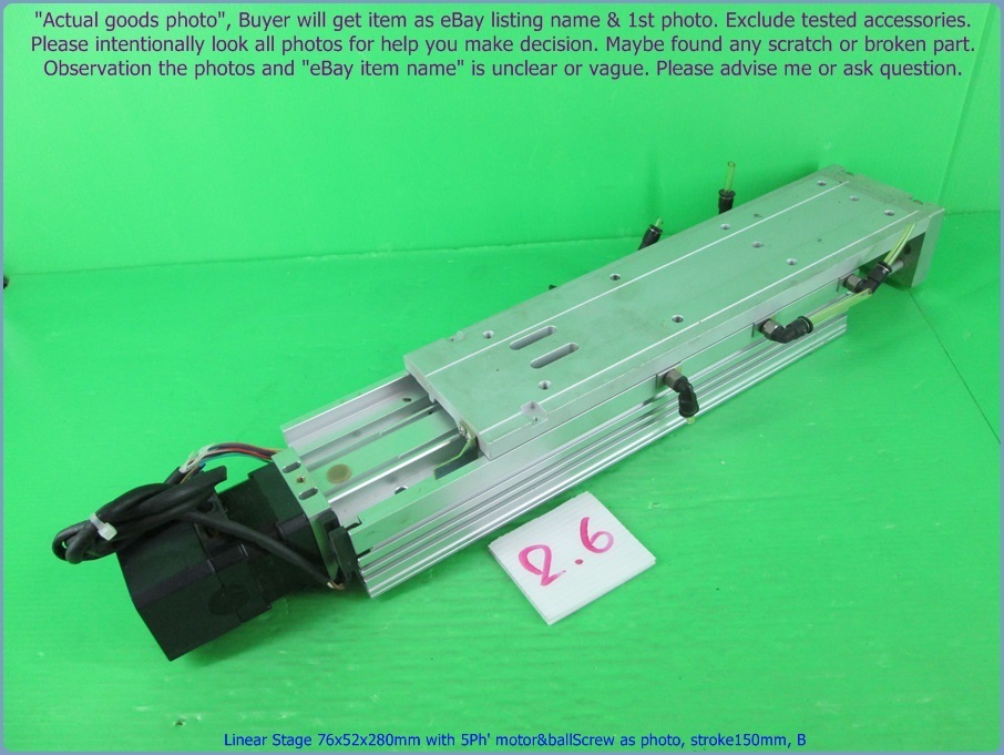 Linear stage actuator 76x52x280mm w/ 5ph' motor&ballScrew, stroke150mm, sn:0089